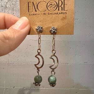 Encore  Silver and Green Moon Earrings jackets